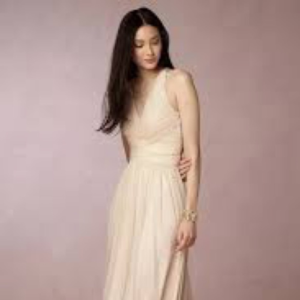 BHLDN x Hitherto Edith Chiffon Dress - Beige Sandstone Size 4